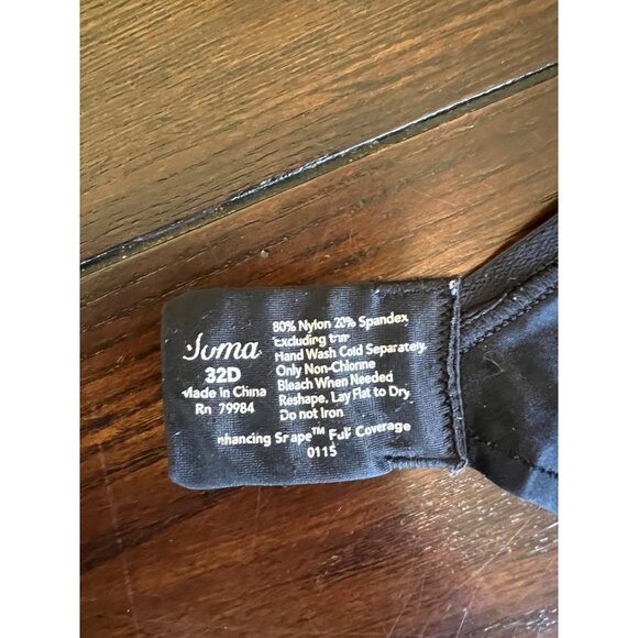 Soma Black T-Shirt Bra Full Coverage Size 32D - Picture 3 of 3